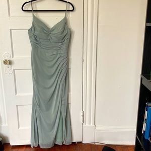 Women’s bridesmaids dress, chiffon, agave green, custom size